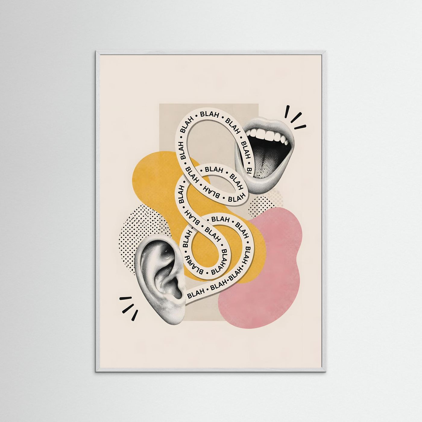Blah Blah – Modern Pop Art Communication Poster (Framed Wall Art)