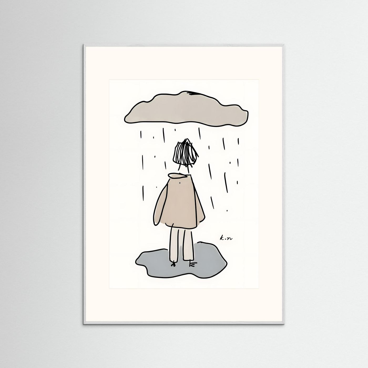 Quiet Rain – Minimalist Line Art Poster by Swedish artist Kristina Nygren