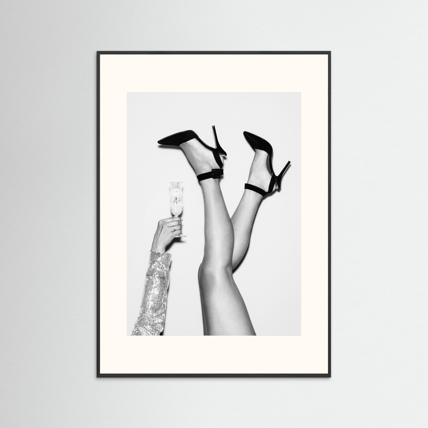 Champagne legs Black and White by Pictufy Studio Iii