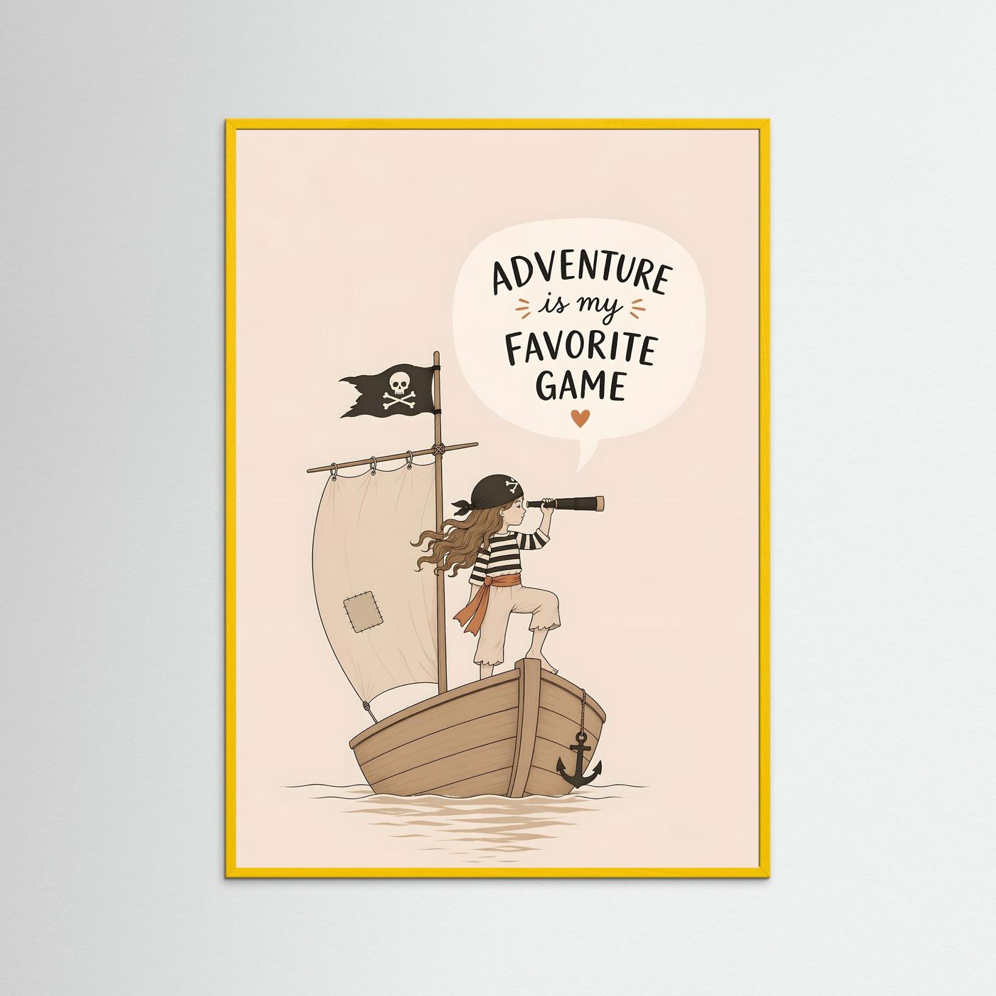 Adventure Is My Favorite Game – Kids Pirate Poster (Framed Wall Art)