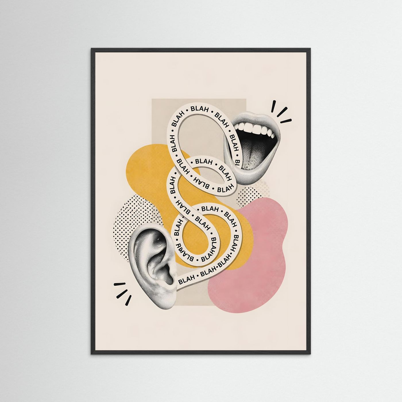 Blah Blah – Modern Pop Art Communication Poster (Framed Wall Art)