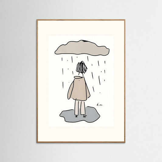 Quiet Rain – Minimalist Line Art Poster by Swedish artist Kristina Nygren
