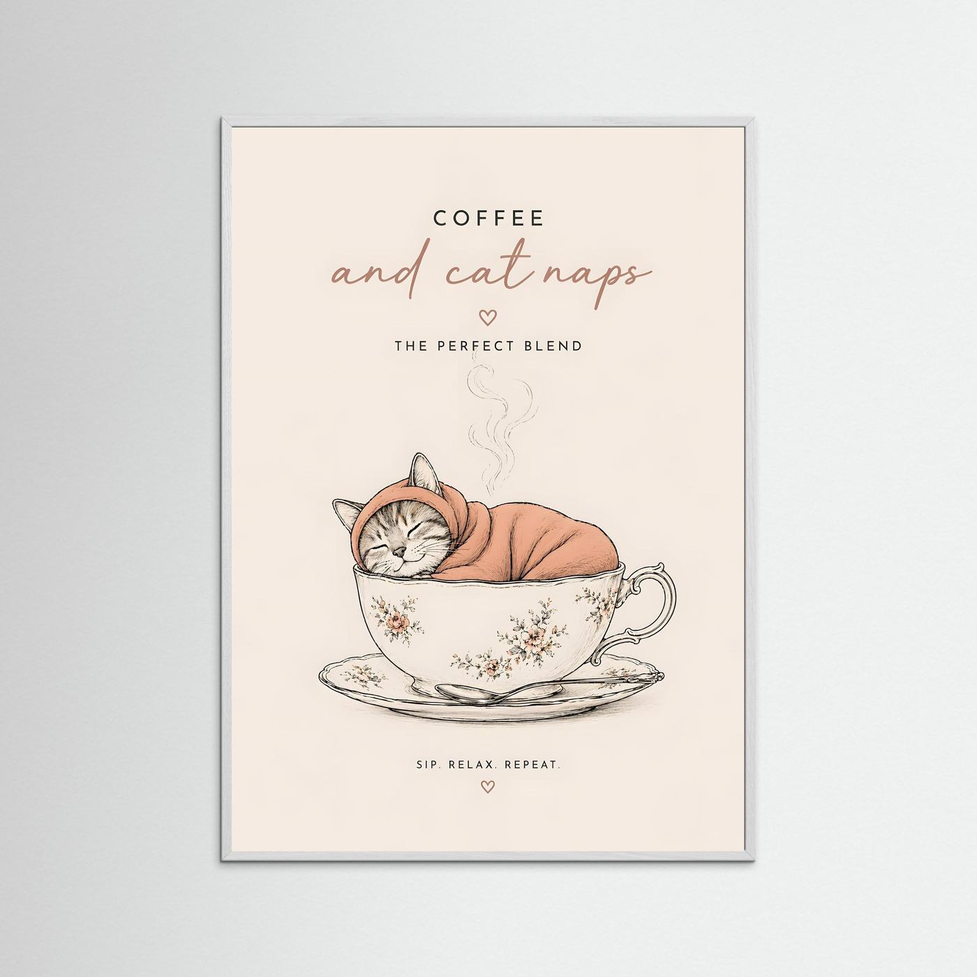 Coffee and Cat Naps – Framed Kitchen Wall Art