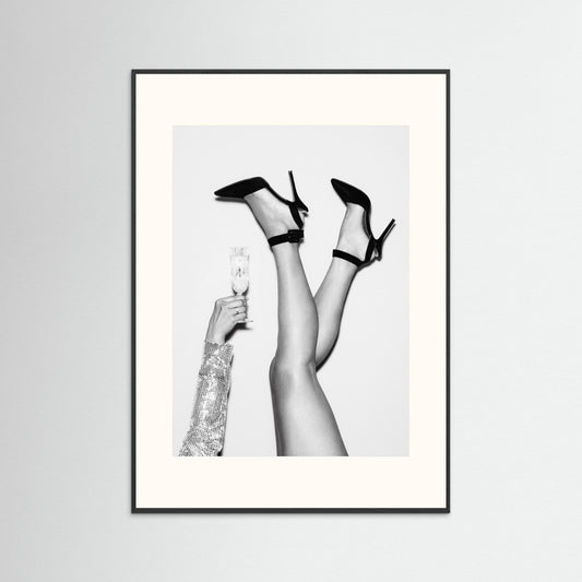 Champagne legs Black and White by Pictufy Studio Iii