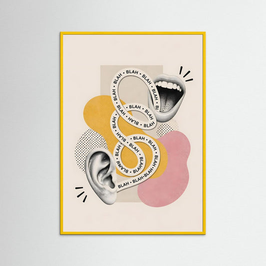 Blah Blah – Modern Pop Art Communication Poster (Framed Wall Art)