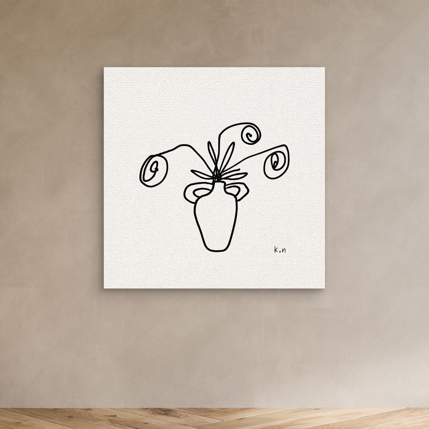 Minimalist Line Art Vase – Scandinavian Wall Art Canvas by Kristina Nygren
