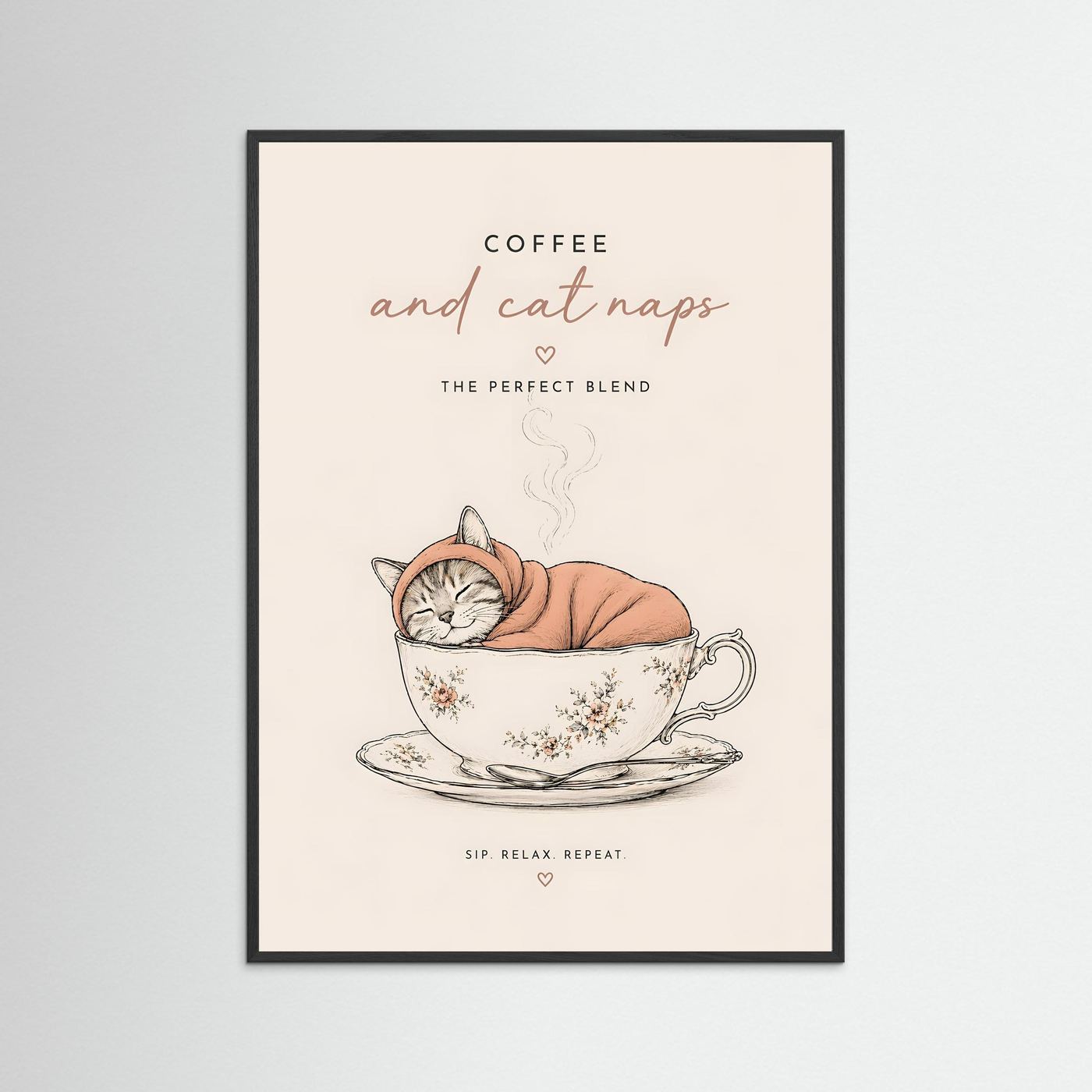 Coffee and Cat Naps – Framed Kitchen Wall Art