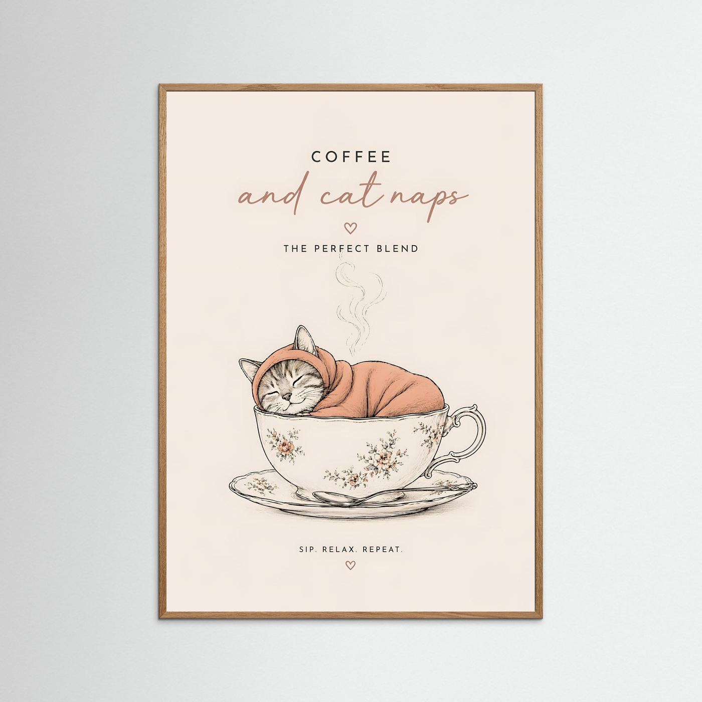 Coffee and Cat Naps – Framed Kitchen Wall Art