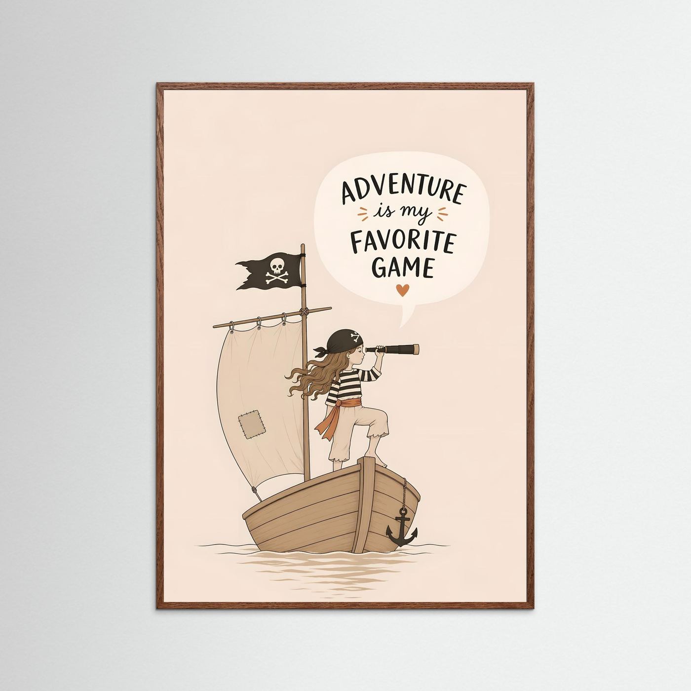 Adventure Is My Favorite Game – Kids Pirate Poster (Framed Wall Art)