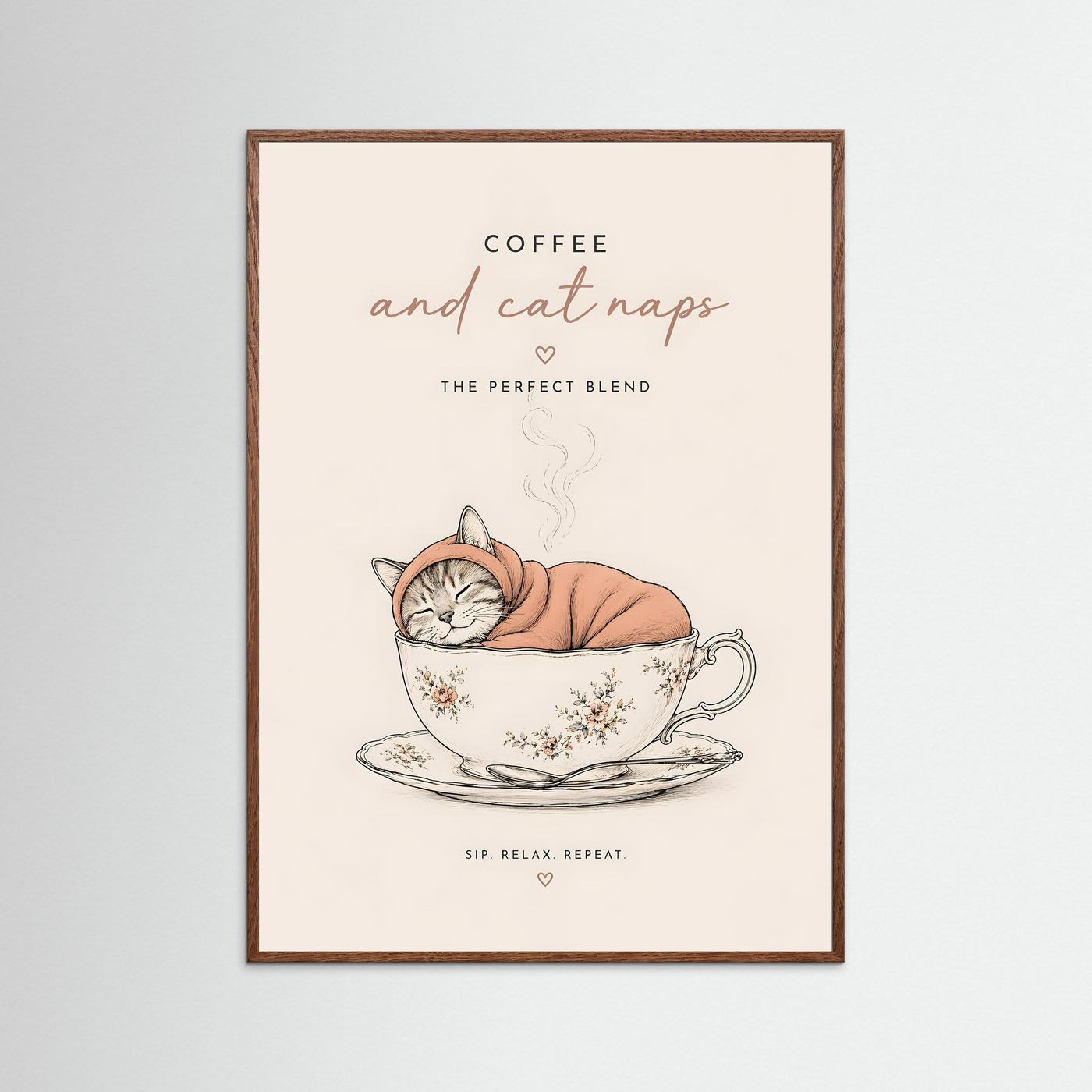 Coffee and Cat Naps – Framed Kitchen Wall Art