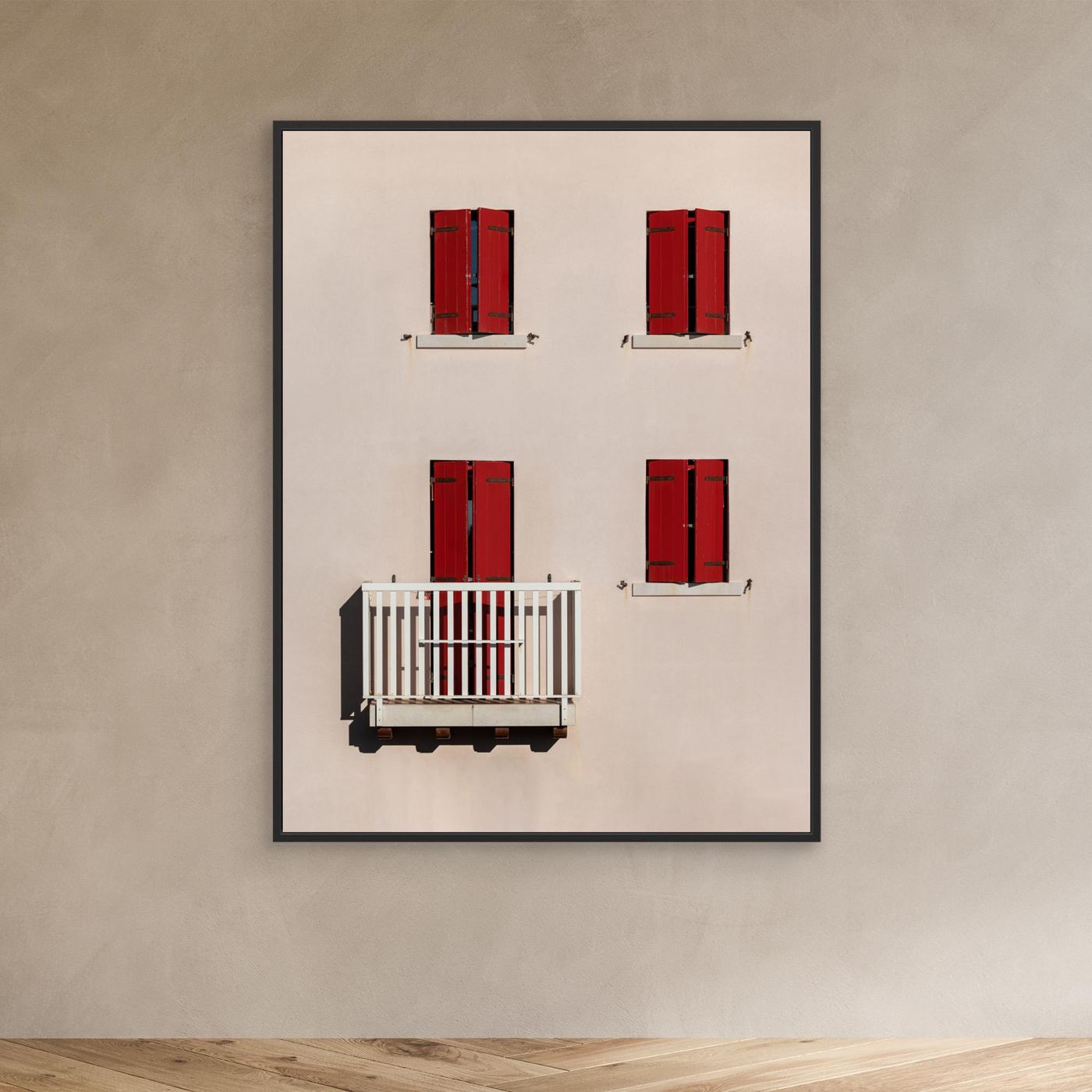 Vibrant Red Shutters by Andrea Comari