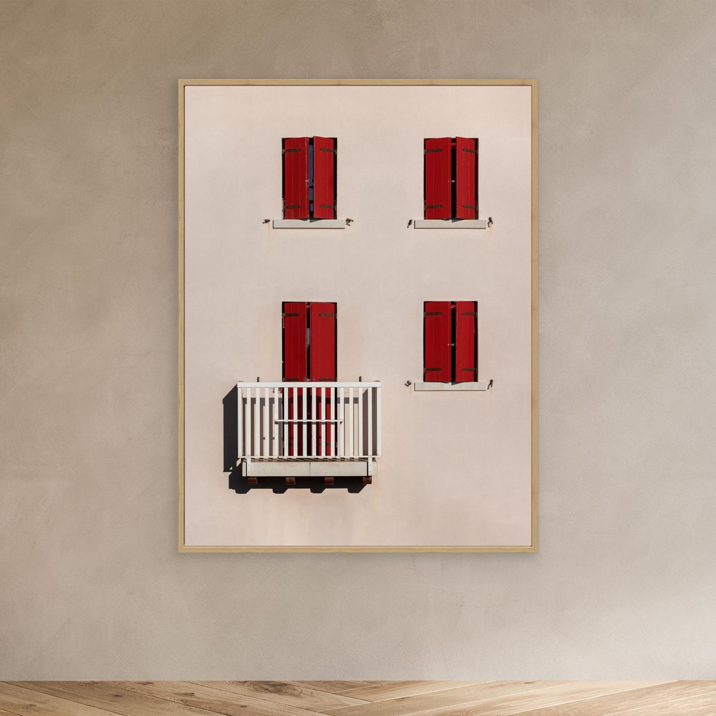 Vibrant Red Shutters by Andrea Comari