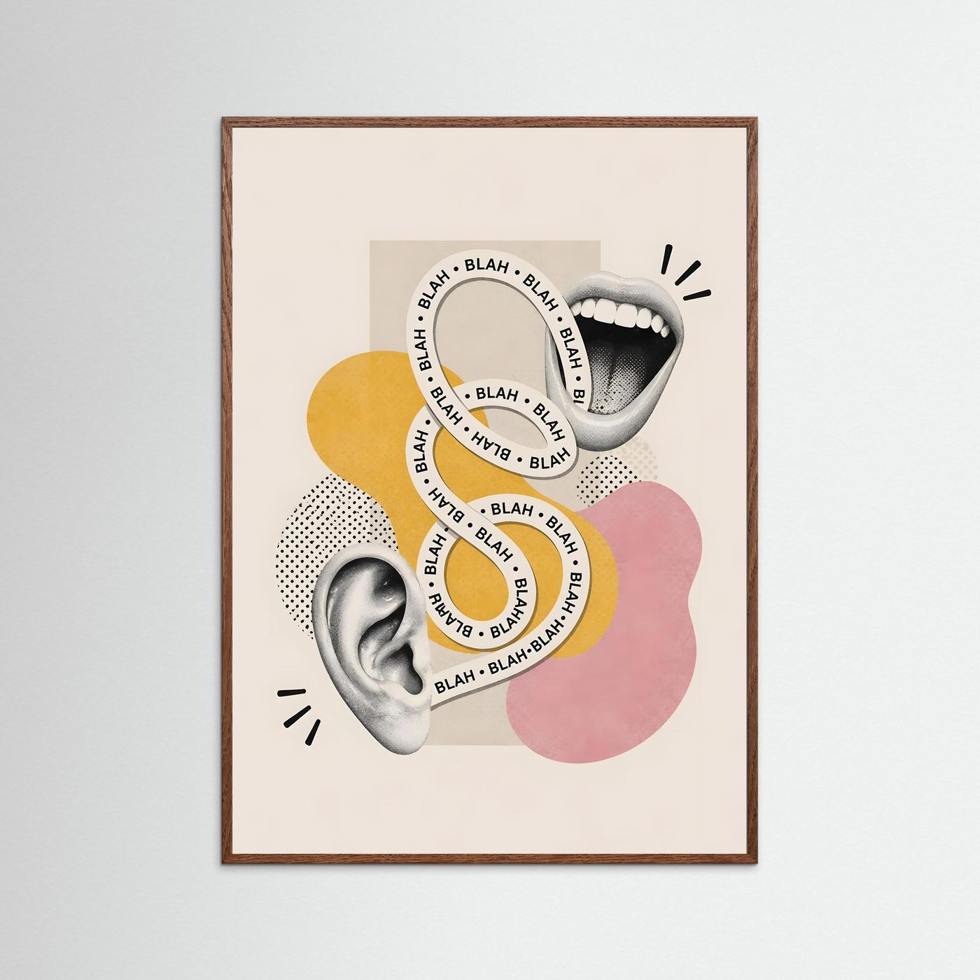 Blah Blah – Modern Pop Art Communication Poster (Framed Wall Art)