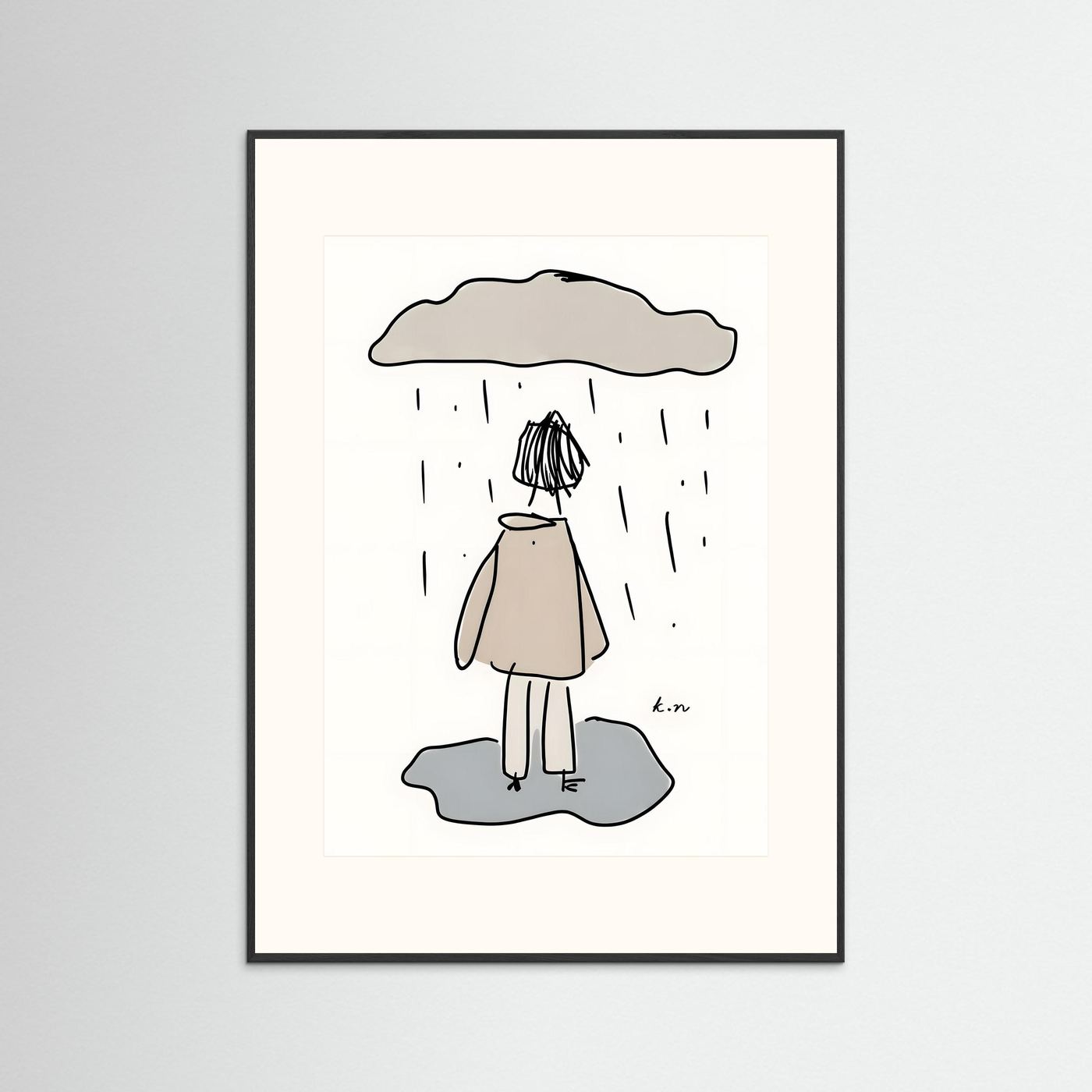 Quiet Rain – Minimalist Line Art Poster by Swedish artist Kristina Nygren